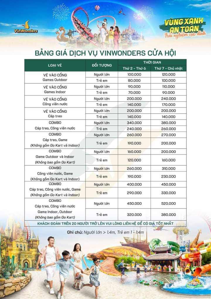 Giá vé Vinwonders Cửa Hội